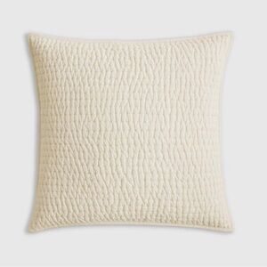QUINCE European Linen Cotton Stitch Quilted Euro Sham Ivory 6049